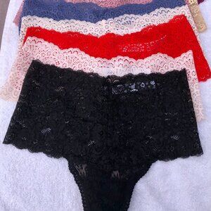 Soma Embraceable All-Over Lace Retro Thong Size S Pick 2 Two Black Red Gold Tan